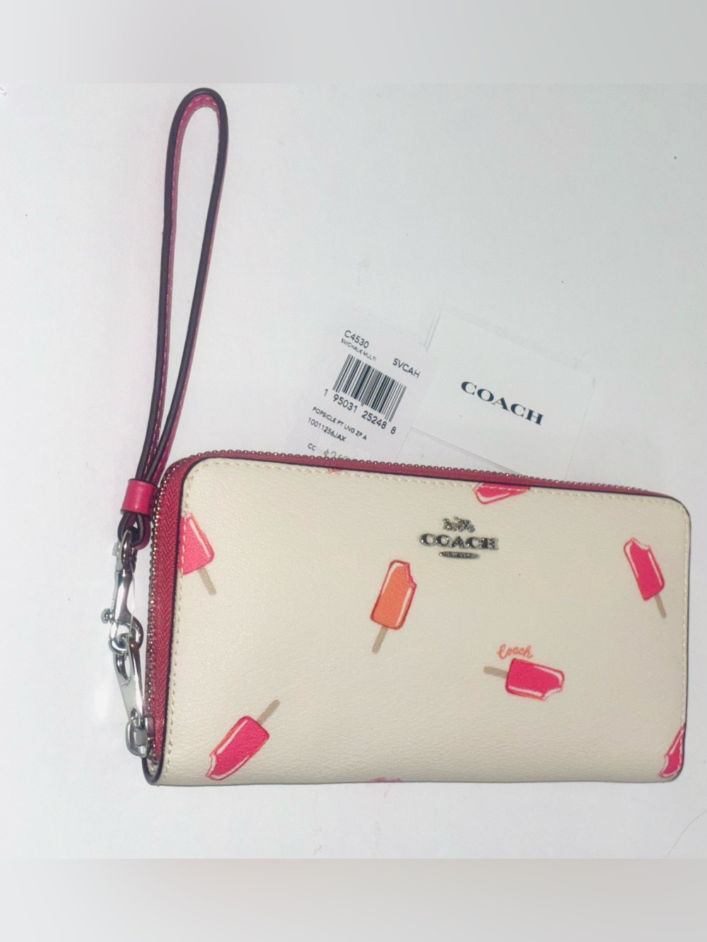 Coach Accordion Zip Around Multicolor Wallet Wristlet With Popsicle Print NWT